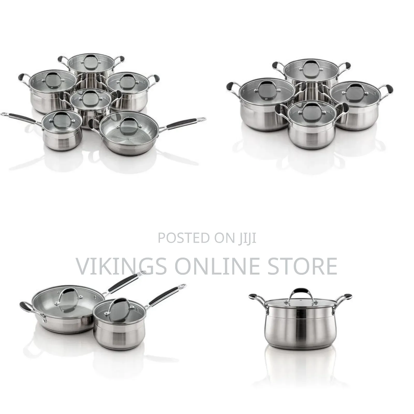 12 Pieces Stainless Steel Saucepans Cookware Pots Pans- Silver