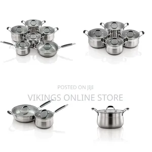 12 Pieces Stainless Steel Saucepans Cookware Pots Pans- Silver