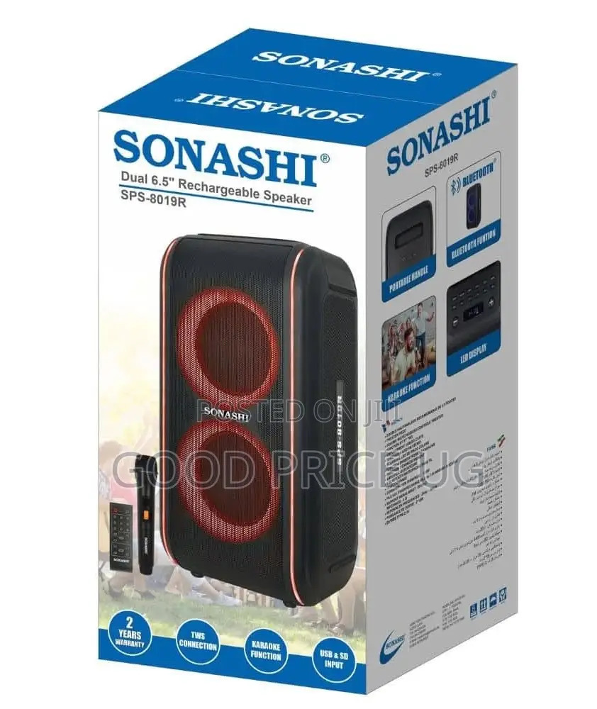 Sonashi SPS-8019Rdual 6.5-Inch Rechargeable Portable Party Speaker