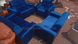 Heavy Duty Blue Chair 5seater With Mid Back Size
