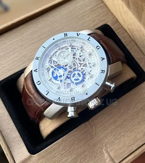 BVLGARI Argenté , Bracelet Cuir Marron
