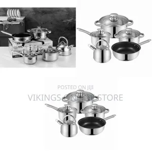 8PC Stainless Steel Saucepans Cookware Pots With Kettle and Frying Pan