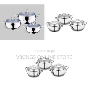 6 Piece Stainless Steel Saucepans Cookware Pots, Silver
