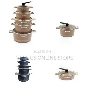 10 Piece Non-Stick Serving Dishes Saucepans Cookware - Multi-Colours