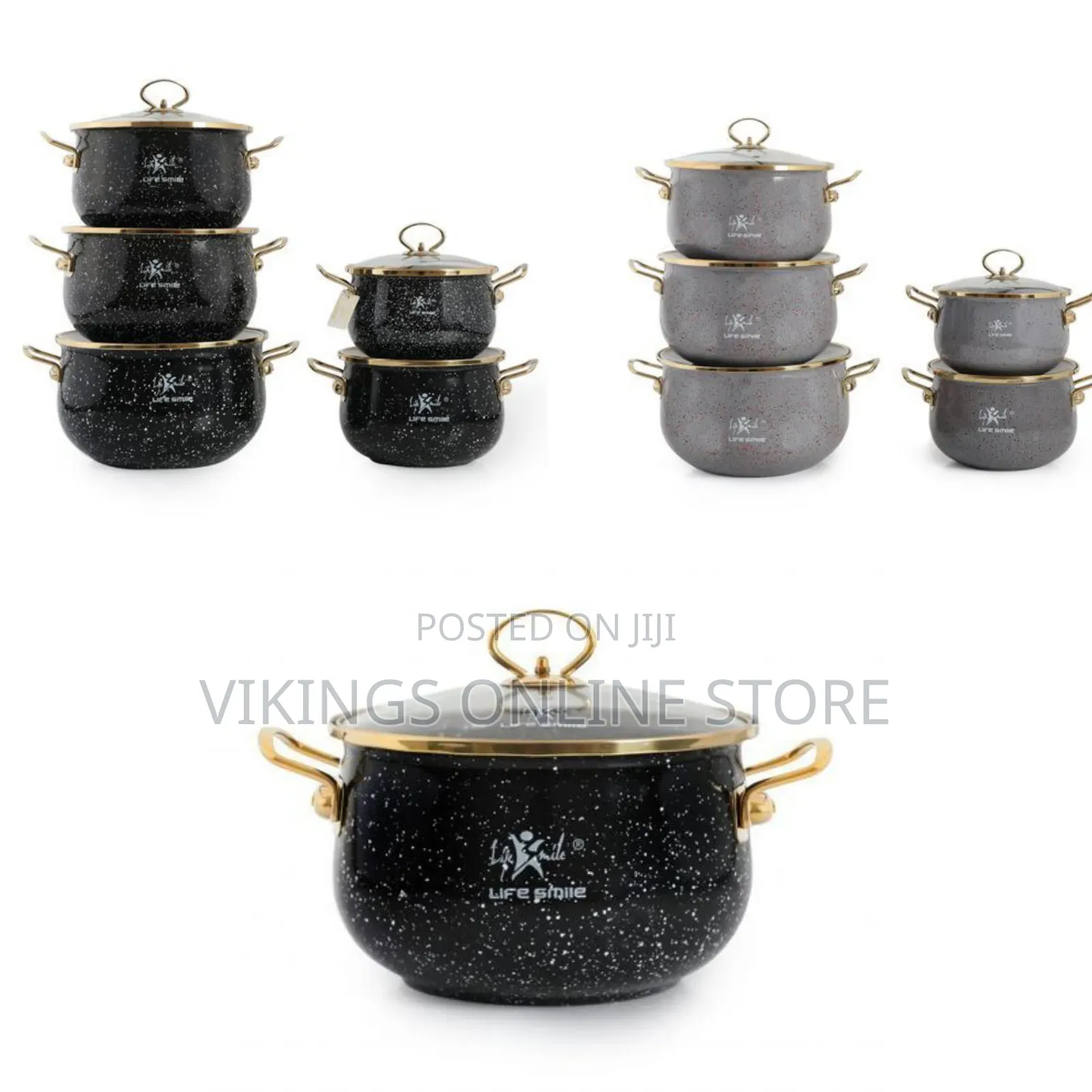 Life Smile 10 Pieces of Granite Non-Stick Enamel Serving/Saucepan