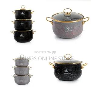Life Smile 6 Pieces of Granite Non-Stick Enamel Serving/Saucepans