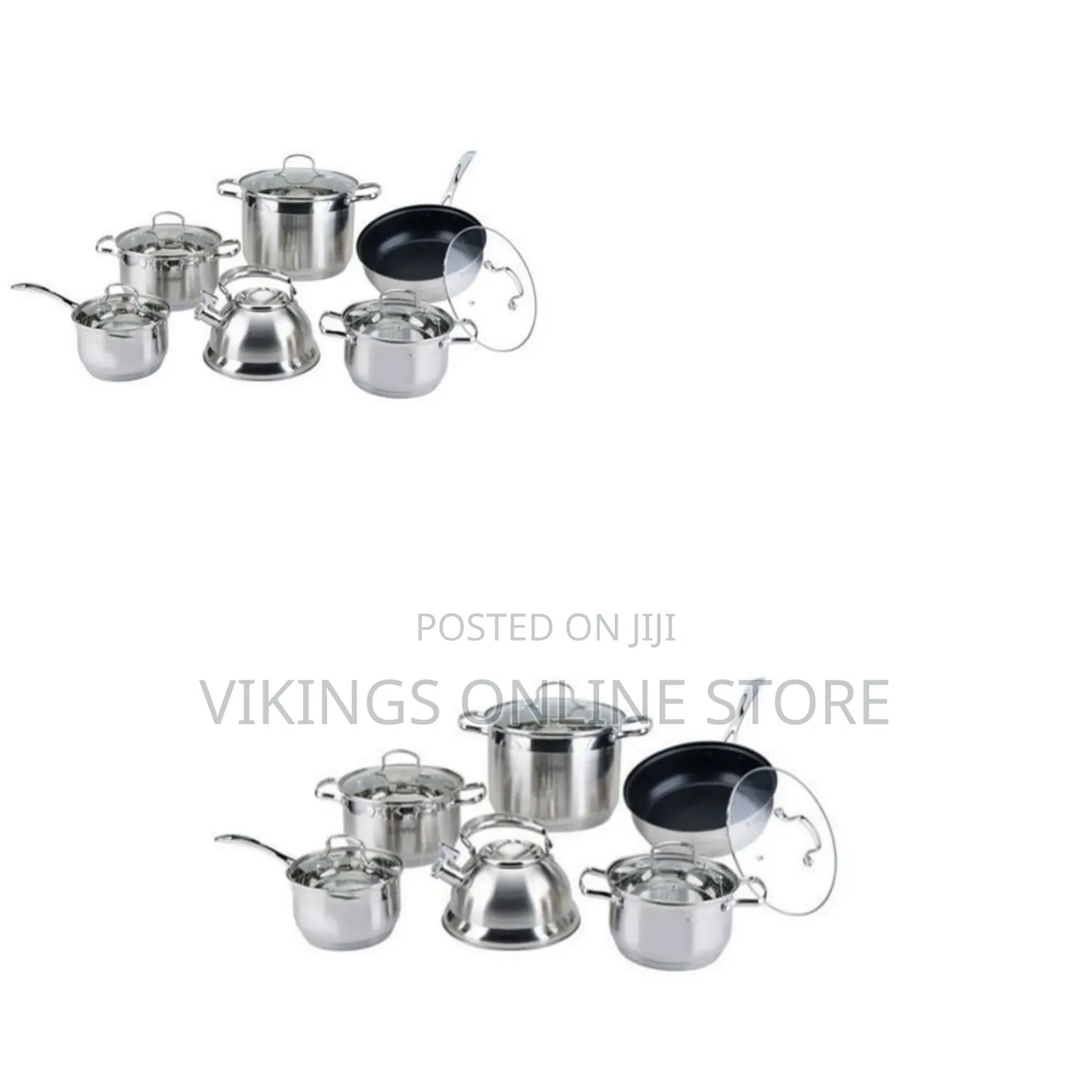 12 Piece Stainless Steel Kettle and Pots Saucepans Cookware-Silver