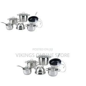12 Piece Stainless Steel Kettle and Pots Saucepans Cookware-Silver
