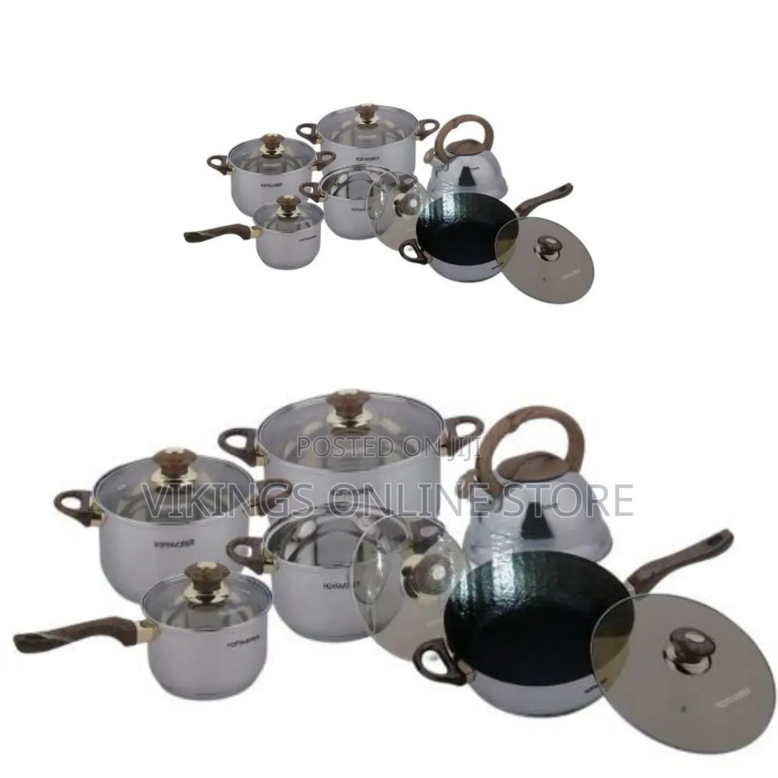 12 PC Stainless Steel Pots and Frying Pan Saucepans Cookware, Silver