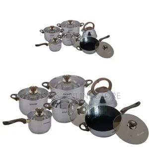 12 PC Stainless Steel Pots and Frying Pan Saucepans Cookware, Silver