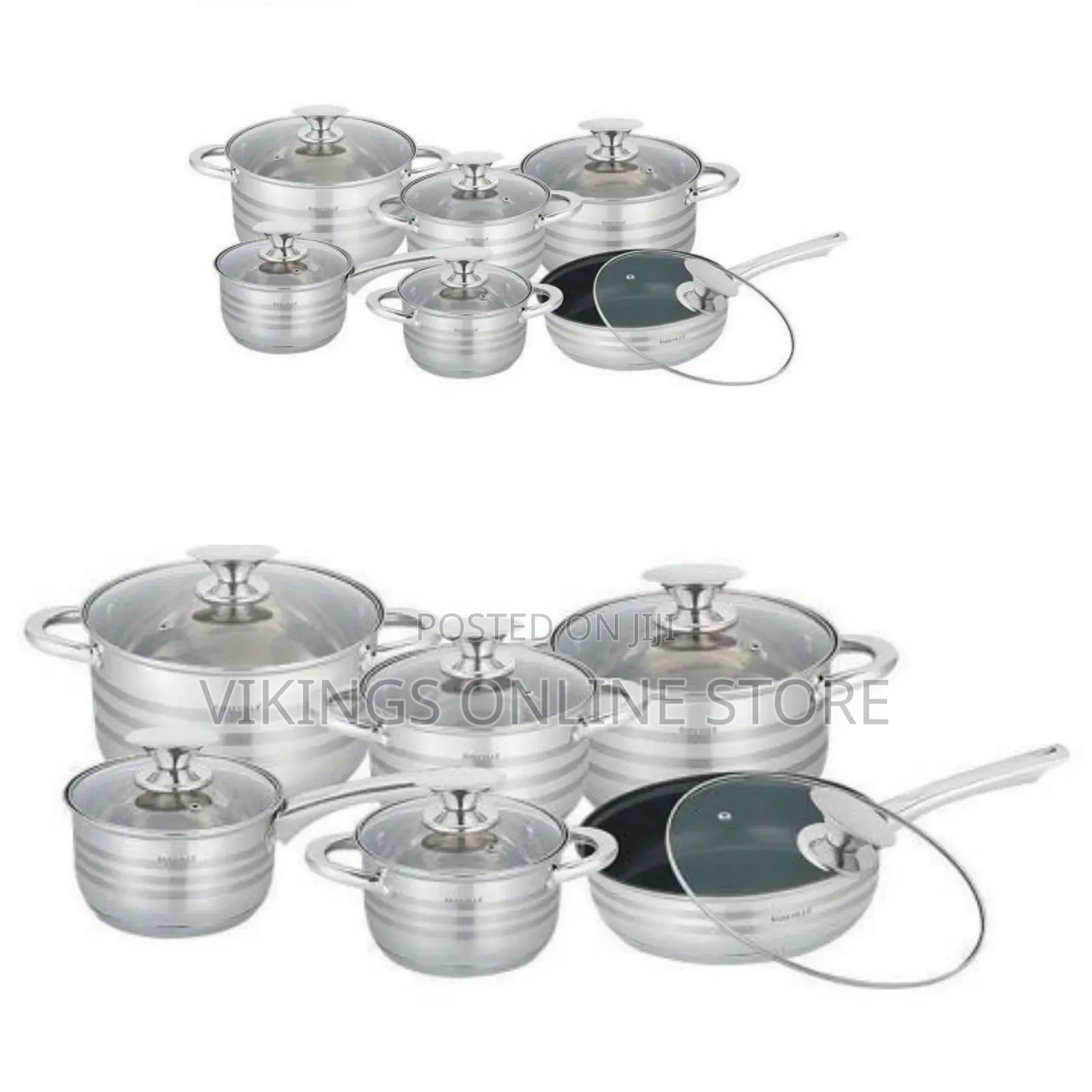 Kaisa Villa 12 PC Stainless Steel Cookware Pots and Frying Pan