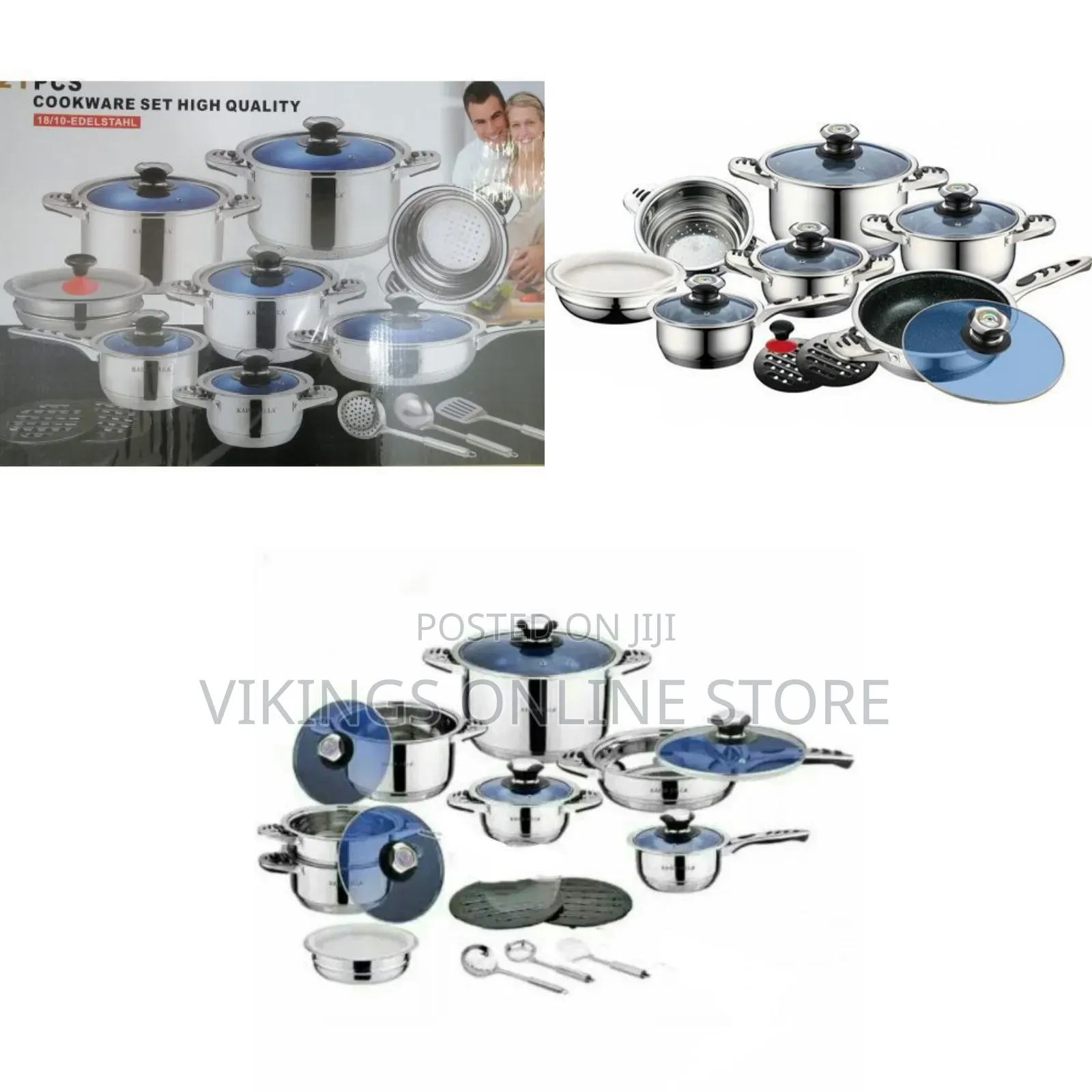 21 Pieces of Heavy Stainless Steel Saucepans Cookware, Silver