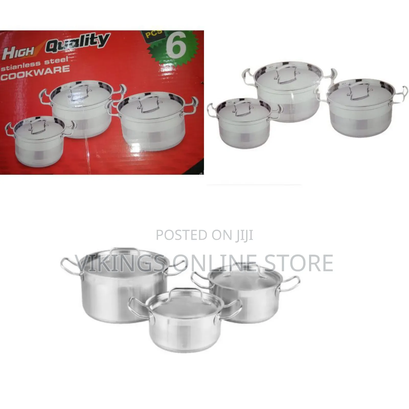 6 Pieces of Heavy Stainless Steel Saucepans Cookware, Silver