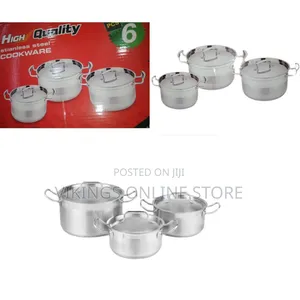 6 Pieces of Heavy Stainless Steel Saucepans Cookware, Silver
