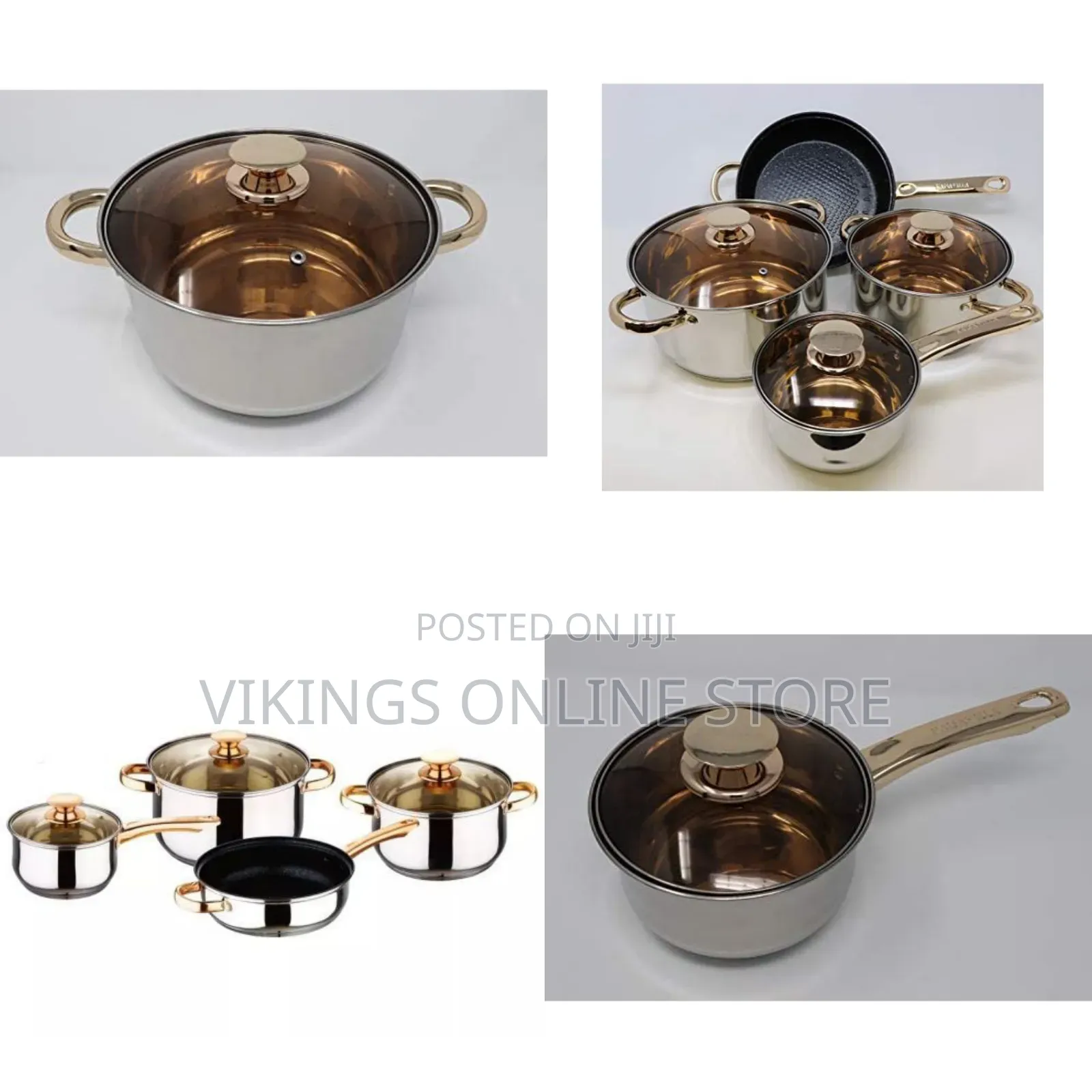 7 PCS Stainless Steel Induction Casserole Saucepans Pots Cookware Set