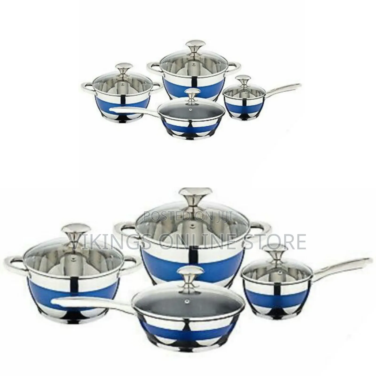 8 PCS Stainless Steel Induction Hob Casserole Saucepans Pots Cookware