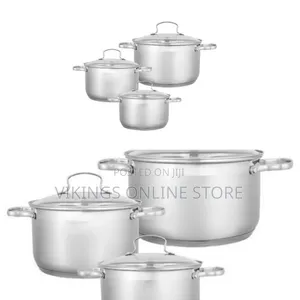 3 Piece Aluminum Saucepan Cookware Pot Sets With Lids- Silver