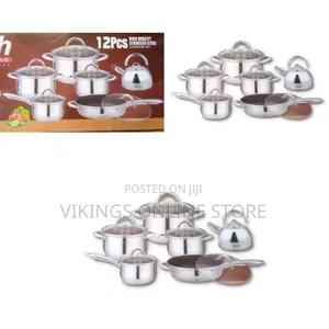 12 Pieces of Heavy Stainless Steel Saucepans/Cookware, Silver