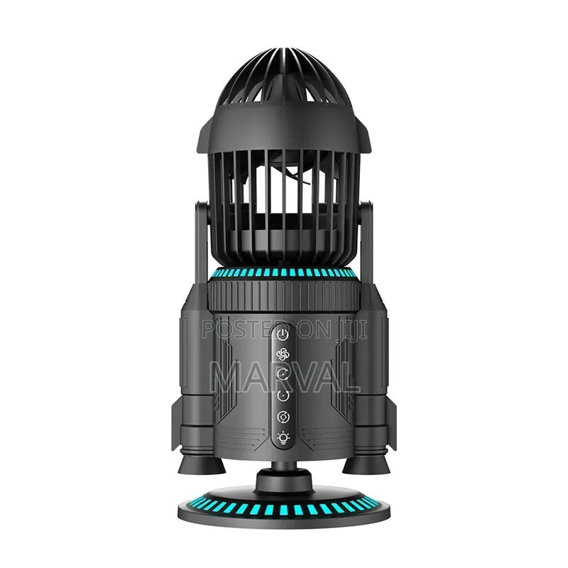 Rocket-Style Desktop Fan With Dual Mist Spray Amp; RGB Lights