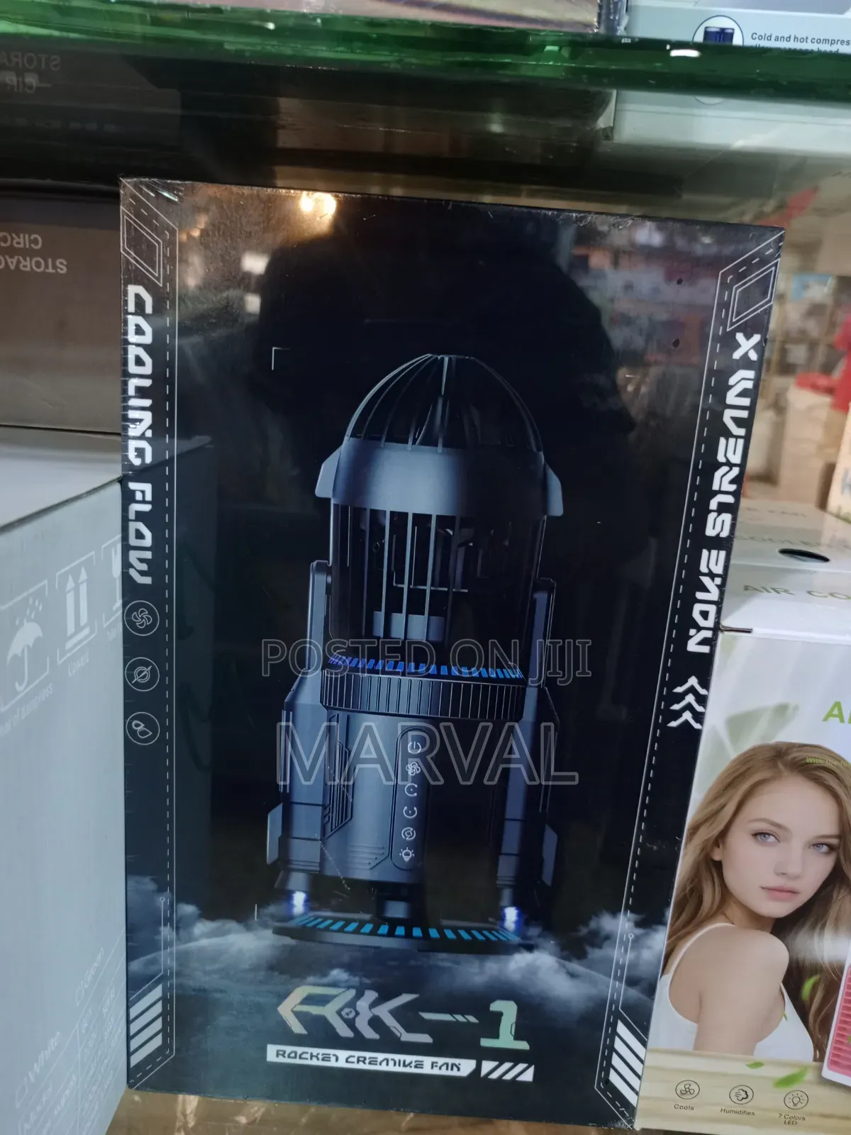 Rocket-Style Desktop Fan With Dual Mist Spray Amp; RGB Lights