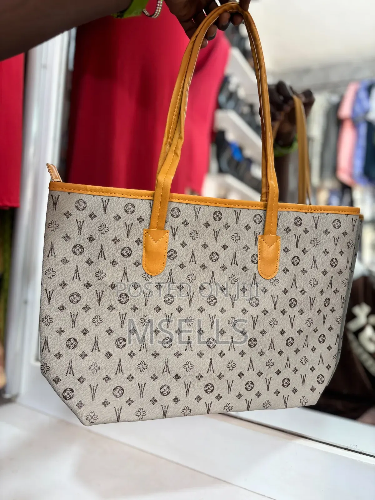 Geometric Tote Bag (Beige)