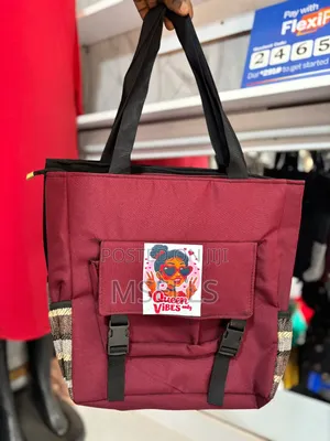 Canvas Fabric Tote Bag (Burgundy)