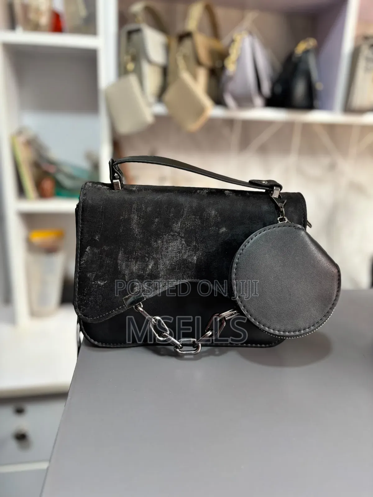 Velvet Black Hand Bag