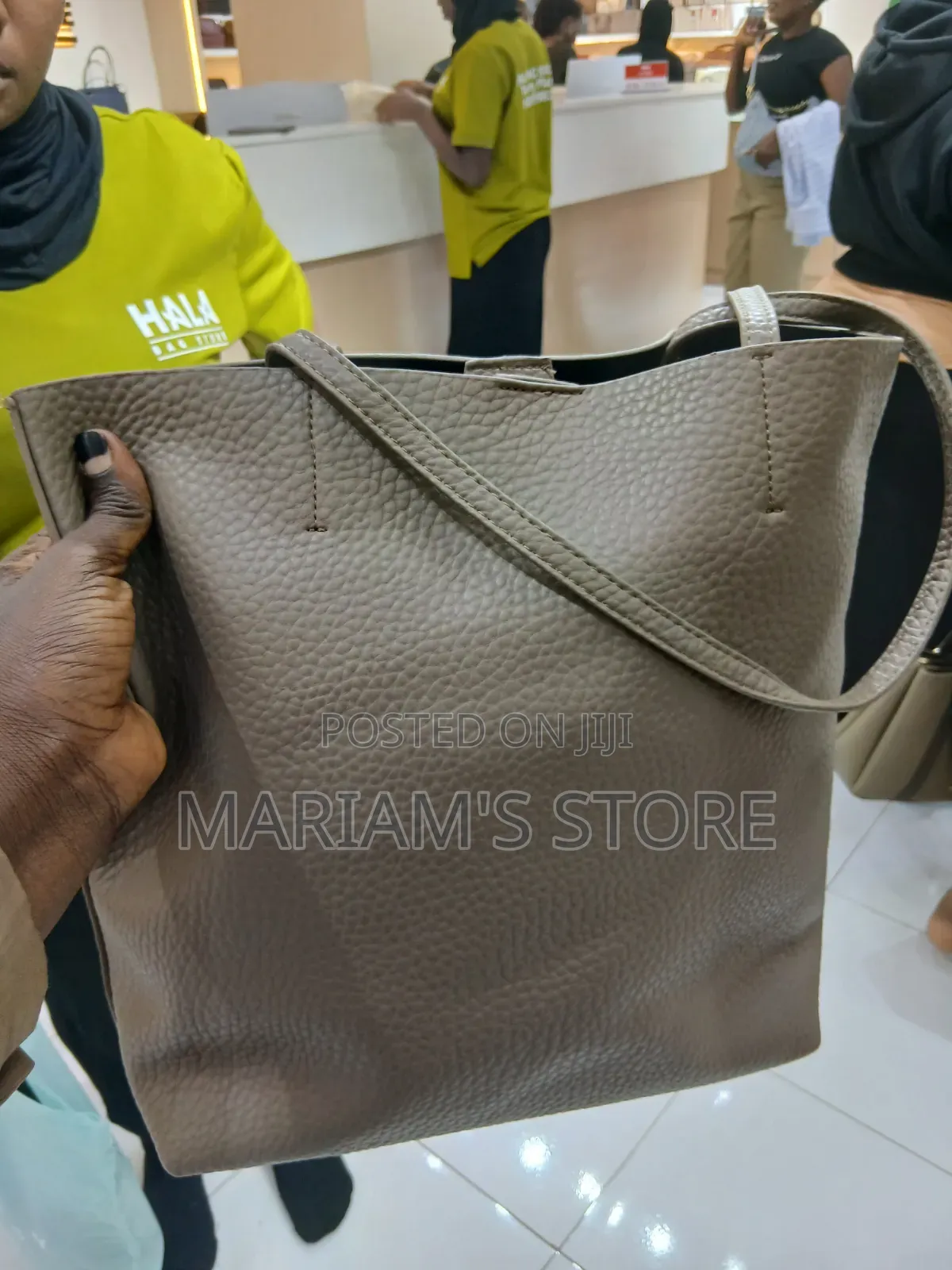 Pebbled Leather Tote Bag Features Slim Shoulder Straps