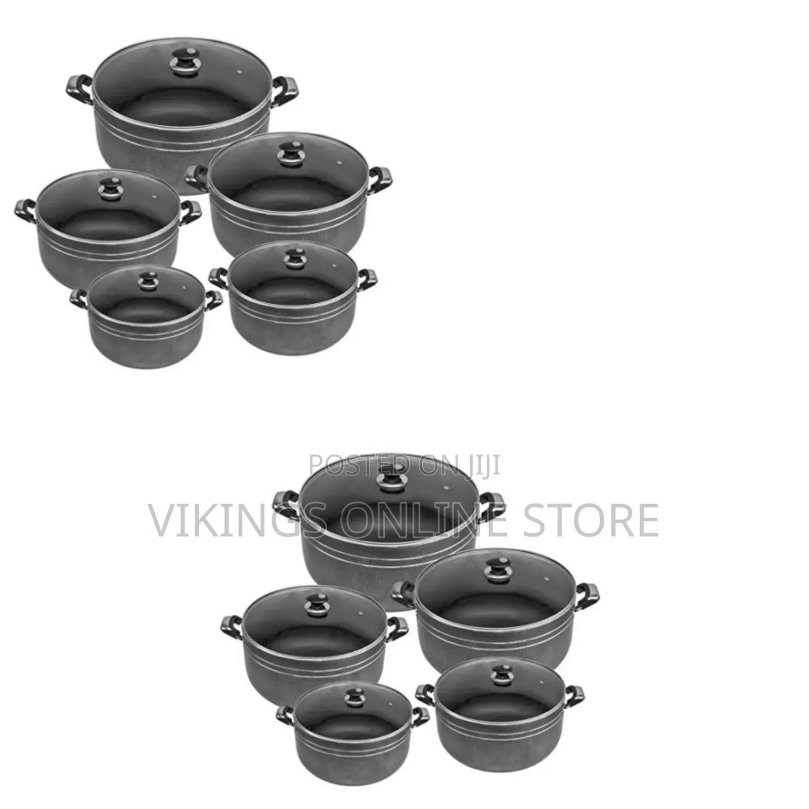 TORNADO 10 Piece Tornado Non-Stick Saucepan Cookware Pots, Black
