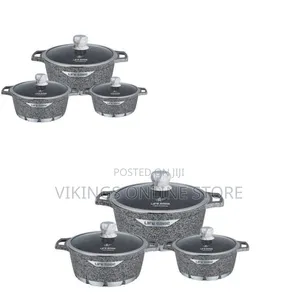 Life Smile 3 Piece Lifesmile Non-Stick Saucepan Cookware Pots, Grey