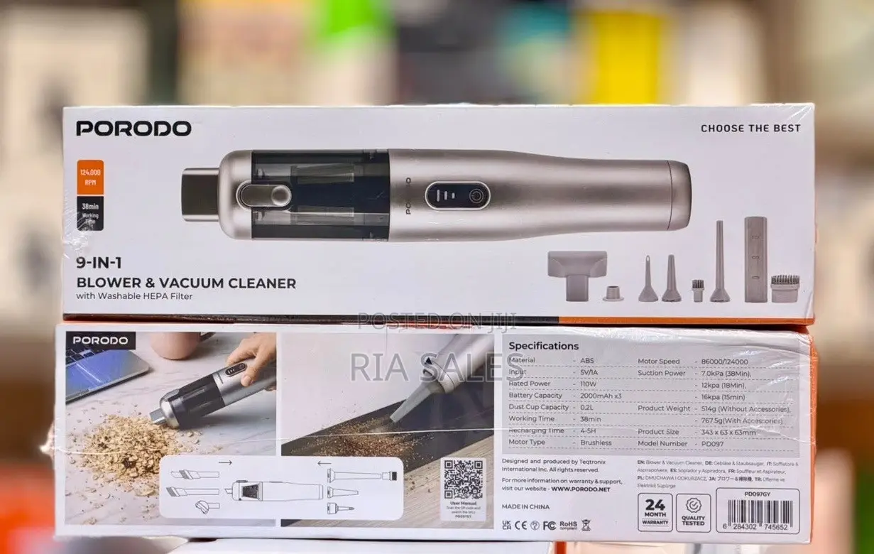 Porodo 9in1 Blower Vacuum Cleaner