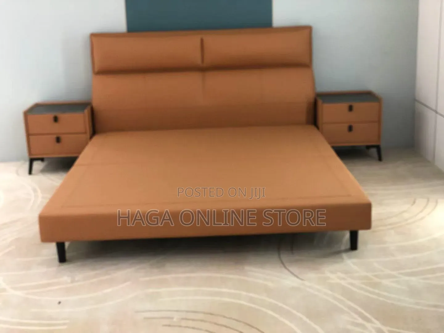 King Size Bed Fabric With Two Side Drawers