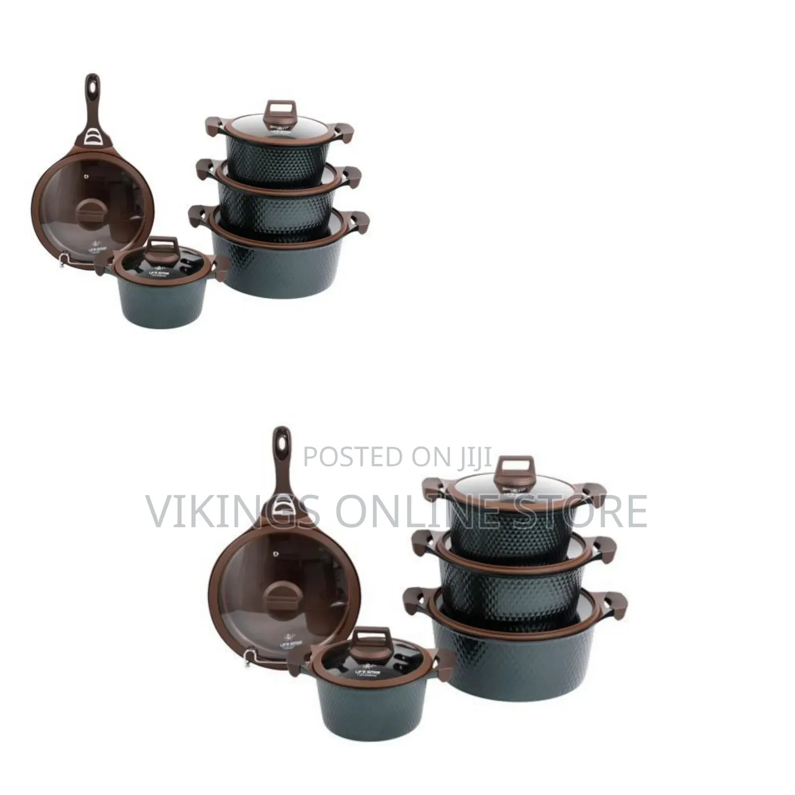 Life Smile 5 Piece Lifesmile Non-Stick Saucepan Cookware Pots, Black