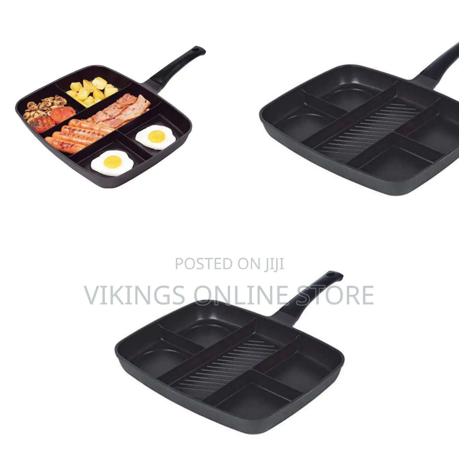 5 in 1 Non Stick Sectioned Multi Frying Pan - Black