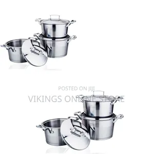 3 Piece Heavy Stainless Steel Saucepans/Cookware - Silver