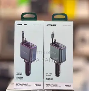 Green Lion 90W Car Charger With Retractable Cable