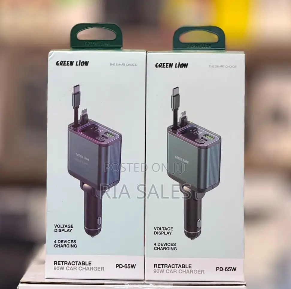 Green Lion 90W Car Charger With Retractable Cable