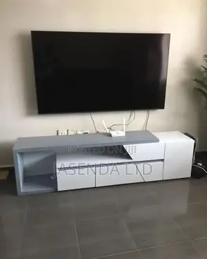 Wooden TV Stand 1.6m Gray and White | Low TV Table Free Delivery