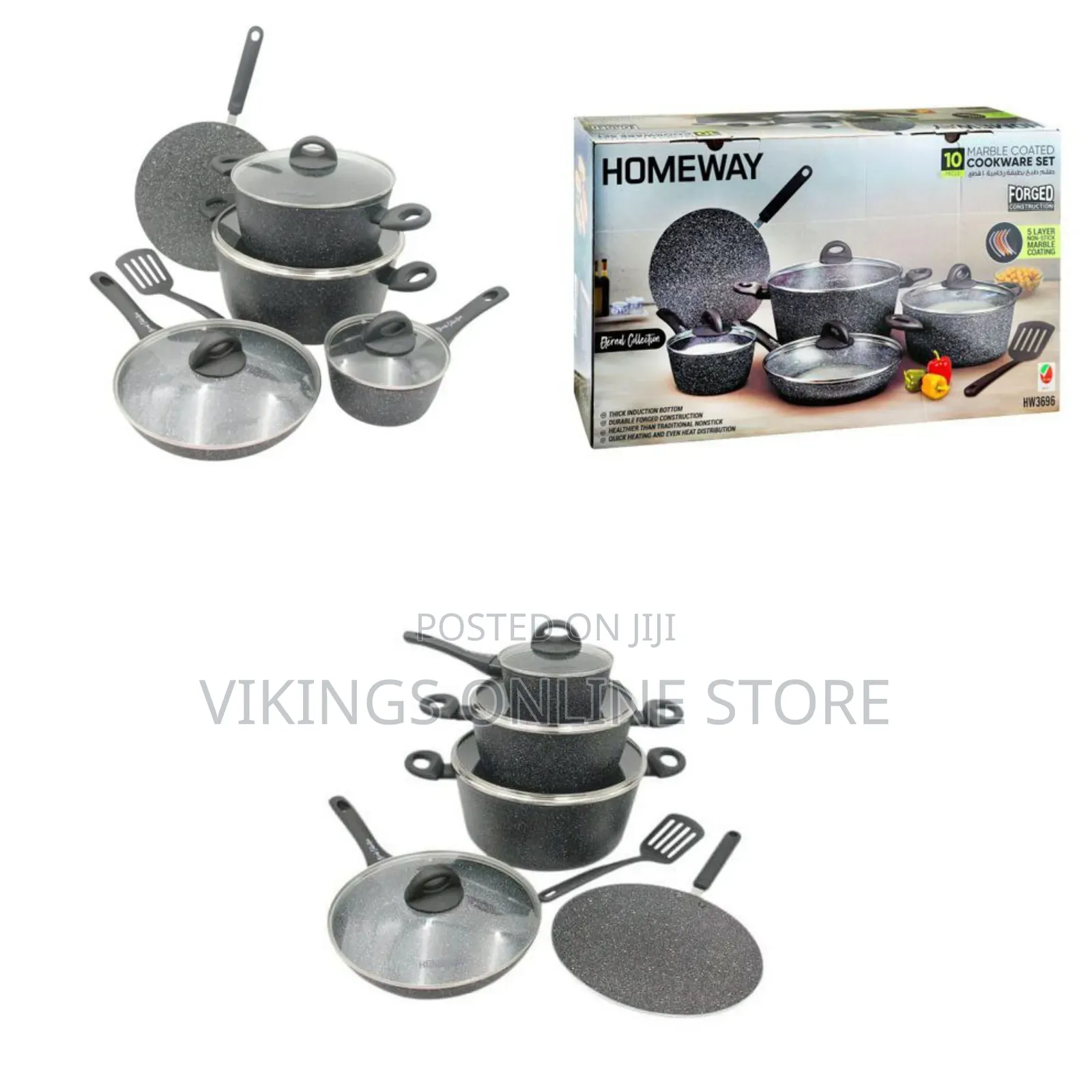 10 Piece Granite Non-Stick Cast Aluminium Cookware Sets