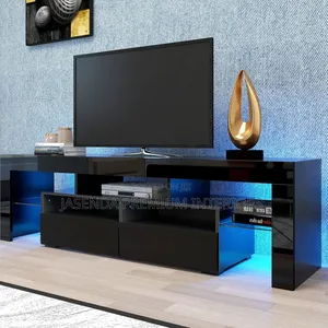 Modern TV Stand 1.5m Black Gloss | Low TV Table Free Delivery