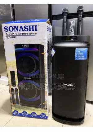 Sonashi Dual 6.5" Rechargeable Party Speaker With 2 Wireless Mics