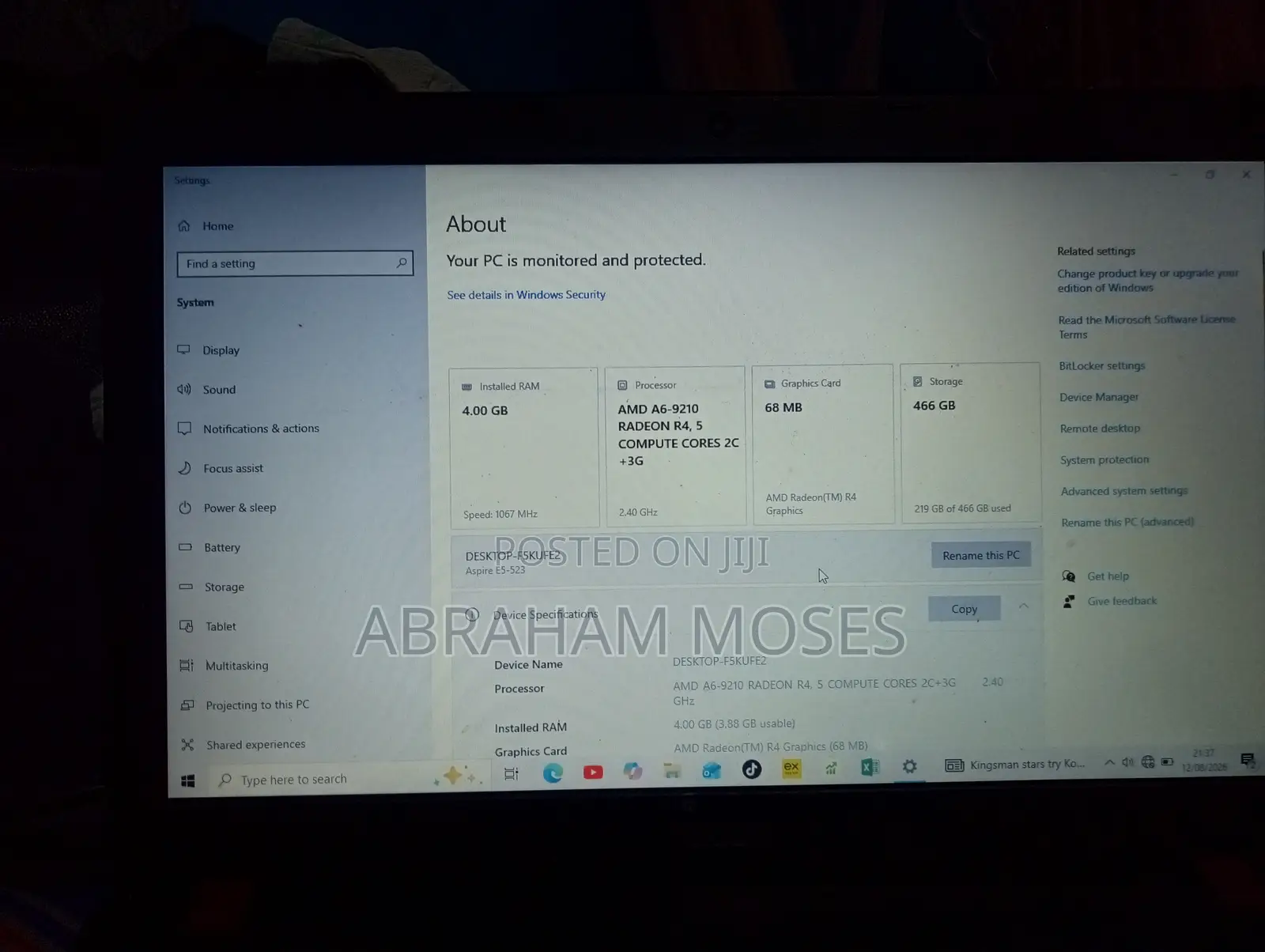 Laptop Acer Aspire E5-523 4GB AMD A6 HDD 500GB