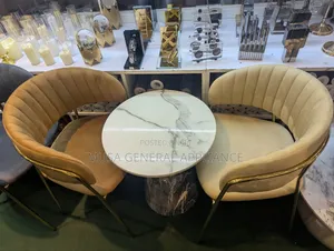 Modern Lounge and Café Set Features White Marble Two Chairs en Table