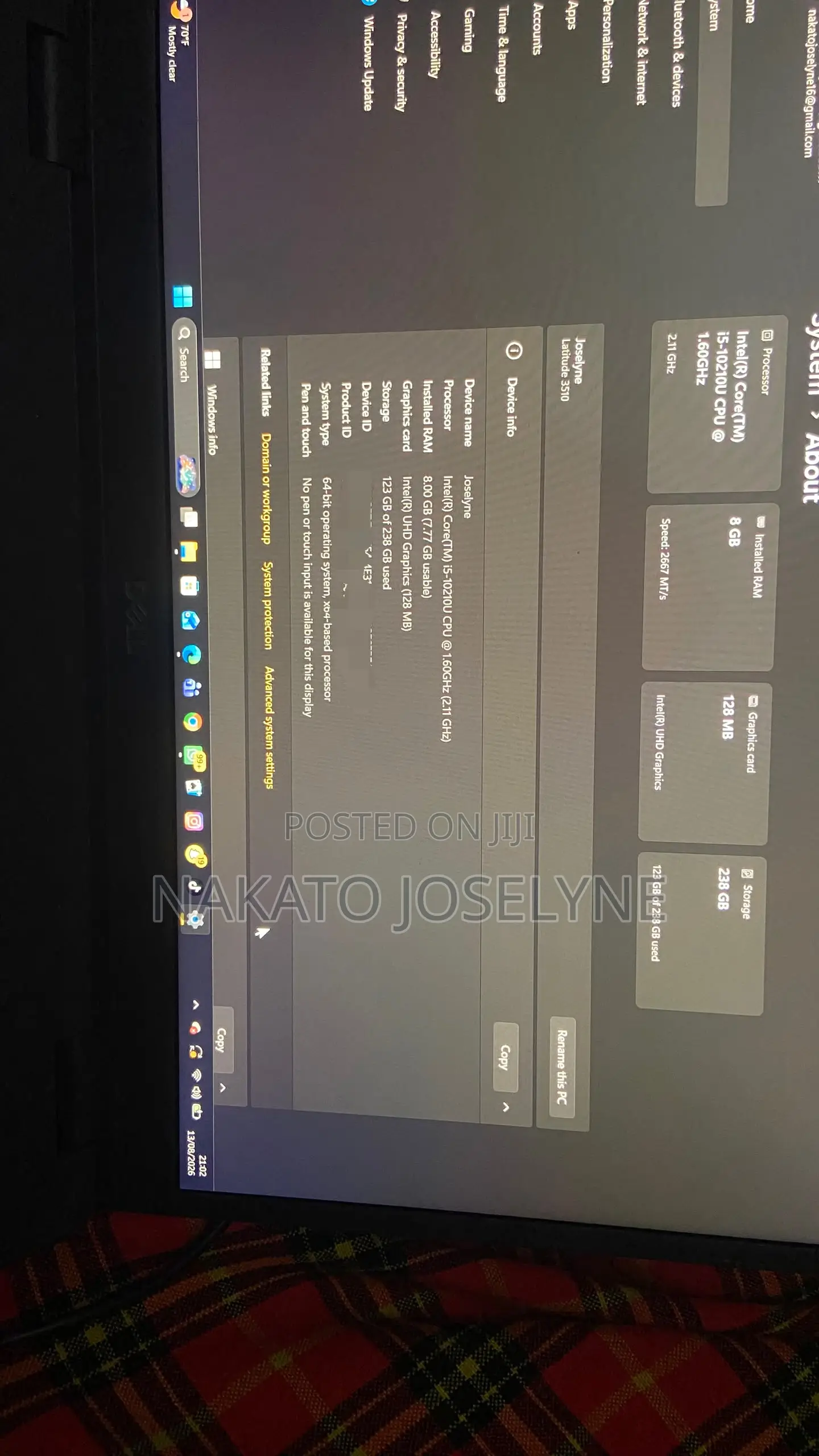 Laptop Dell Latitude 3510 8GB Intel Core i5 SSD 256GB