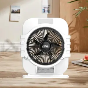 Portable Rechargeable Box Desktop Fan With Light-