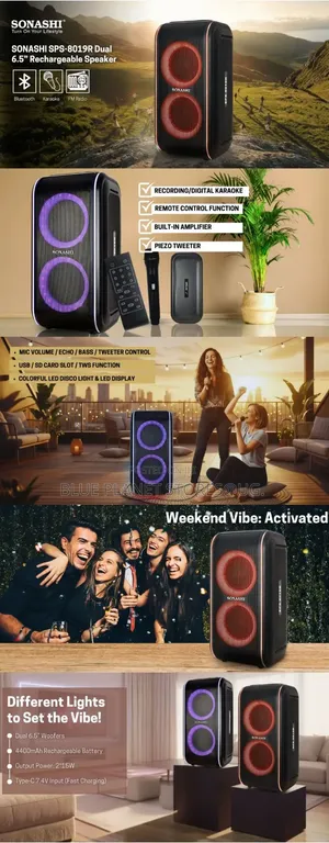 SONASHI Dual "6.5 Rechargeable Speaker With a Microphone \\ SPS-8019R