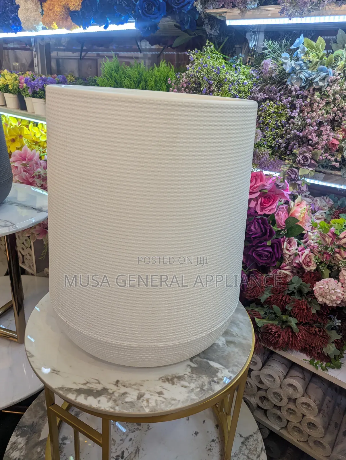 White Textured Cylindrical Planter