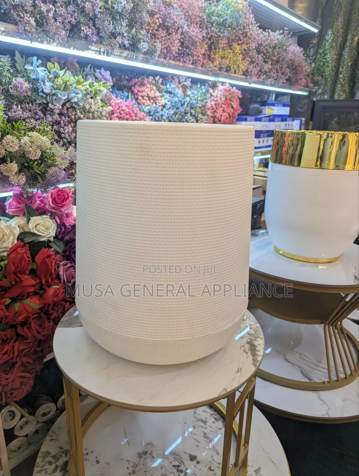 White Textured Cylindrical Planter