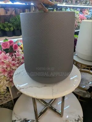 Dark Grey Textured Cylindrical Plastic Plant Pot
