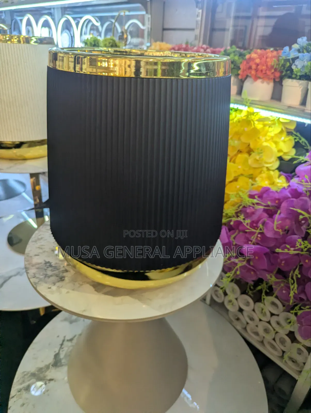 Modern Black Fluted Waste Bin